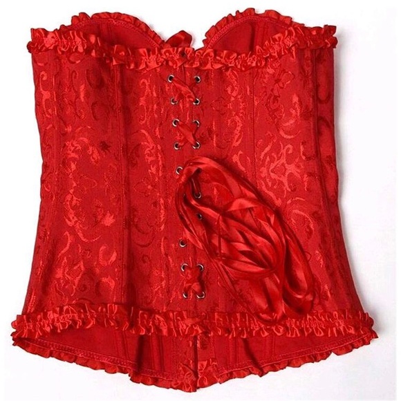 💋Super Sexy Red Satin Corset and panties NWOT - Picture 4 of 4